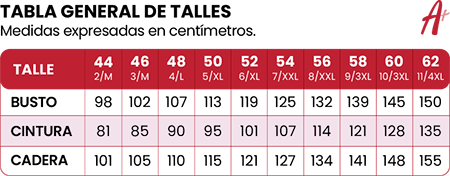 Tabla general de talles